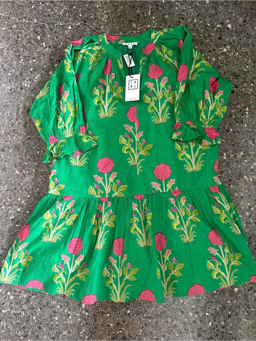 THML Dress - Green Floral Women’s BOHO Dress